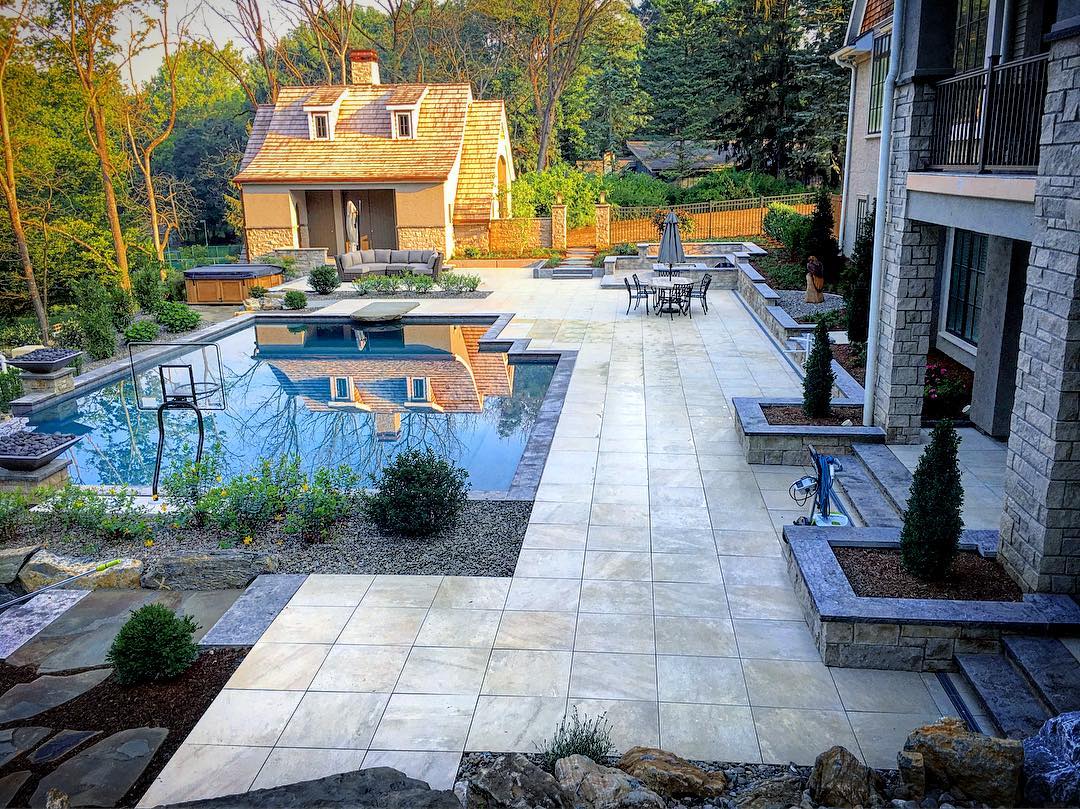 outdoor living area with pool