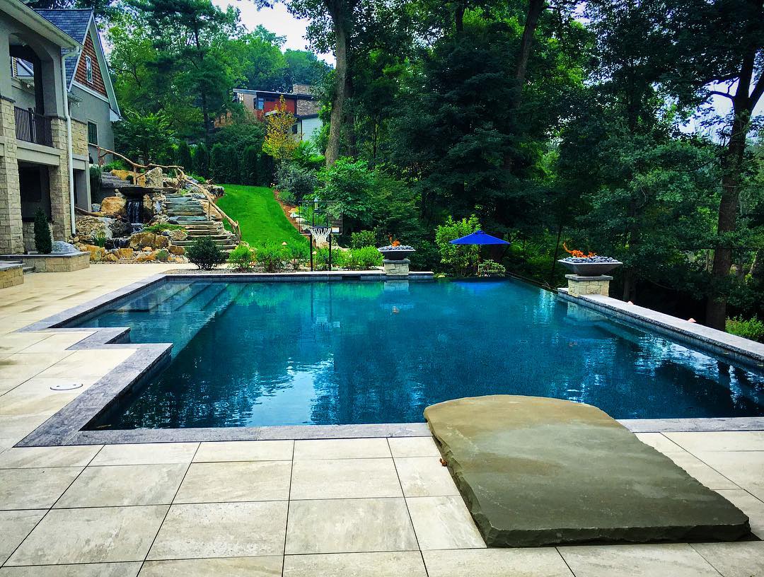 porcelain tile patio and pool