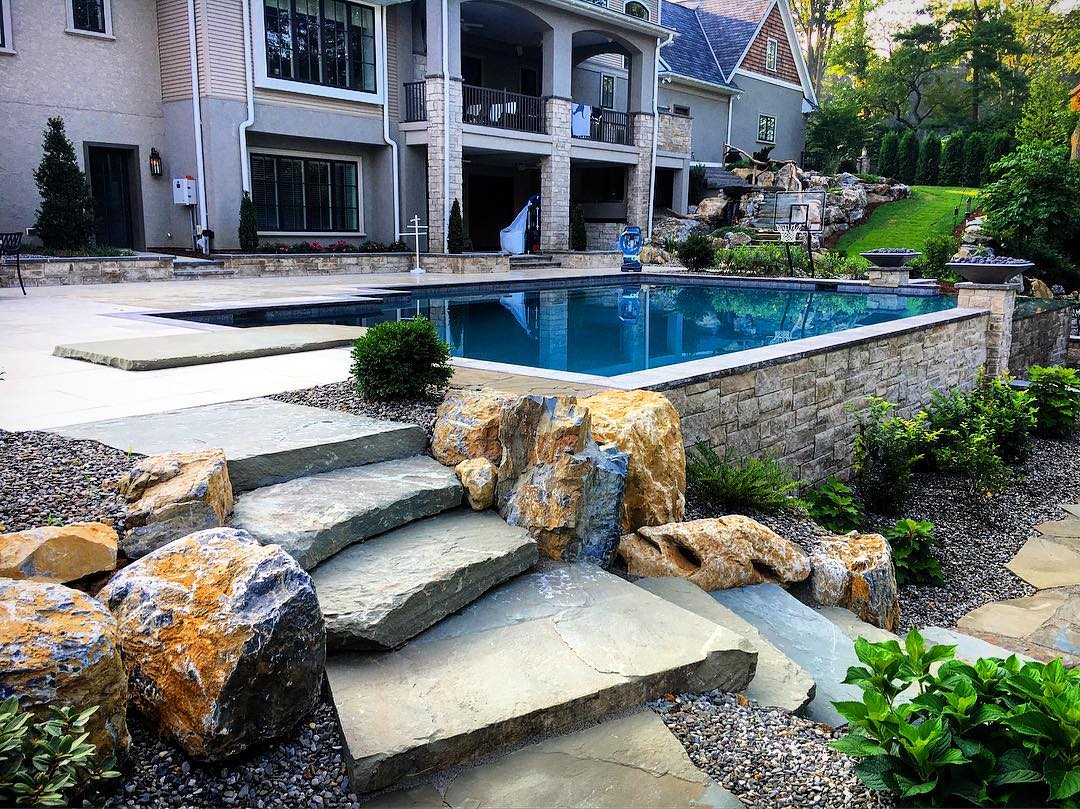 backyard swimming pool and patio