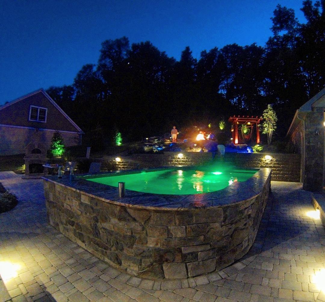 landscape lighting in outdoor living space