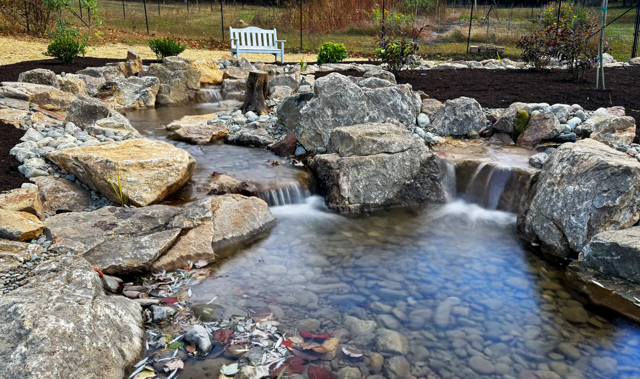 Chemical Free Natural Swimming Pool with Waterfalls
