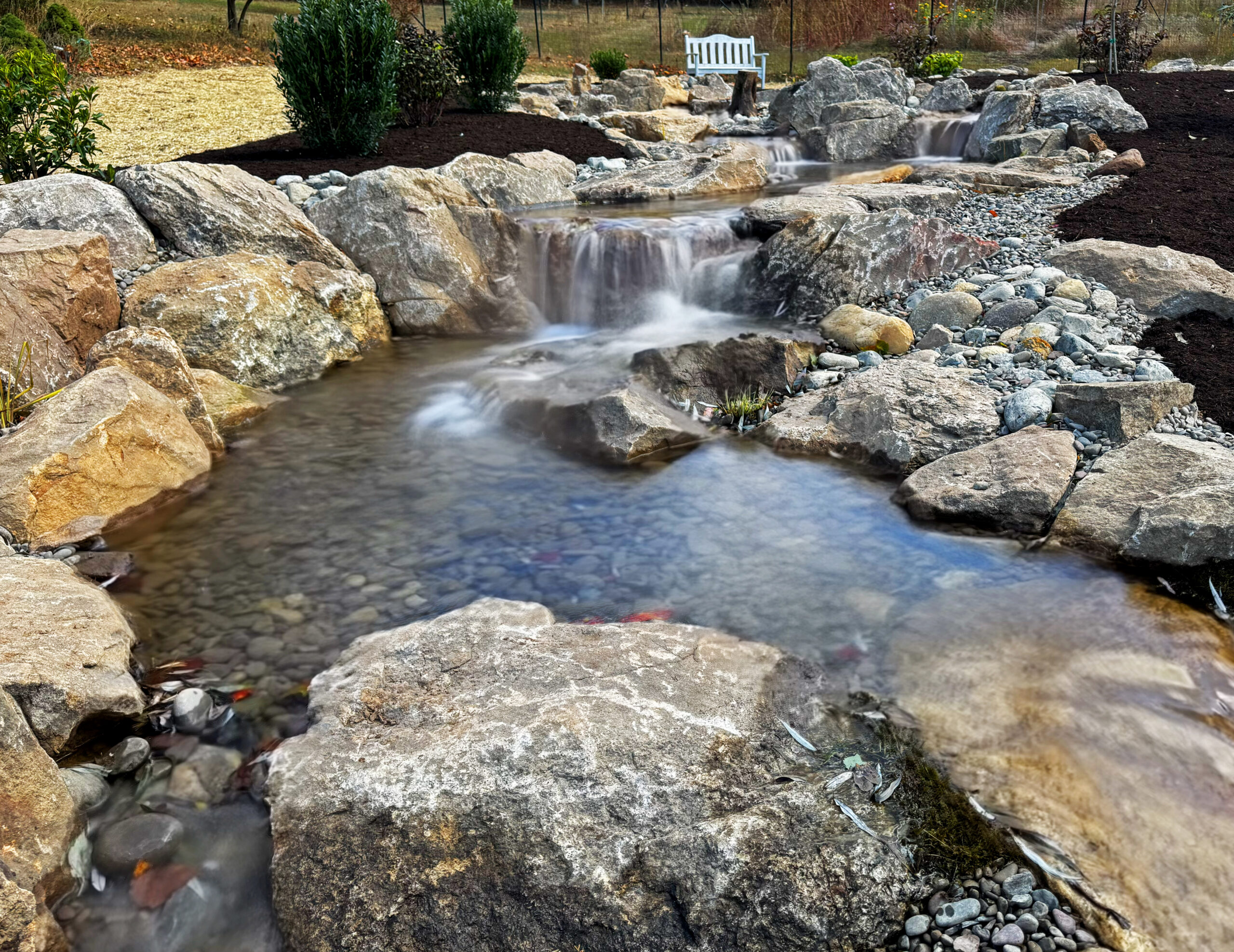 Chemical Free Natural Swimming Pond with Waterfalls