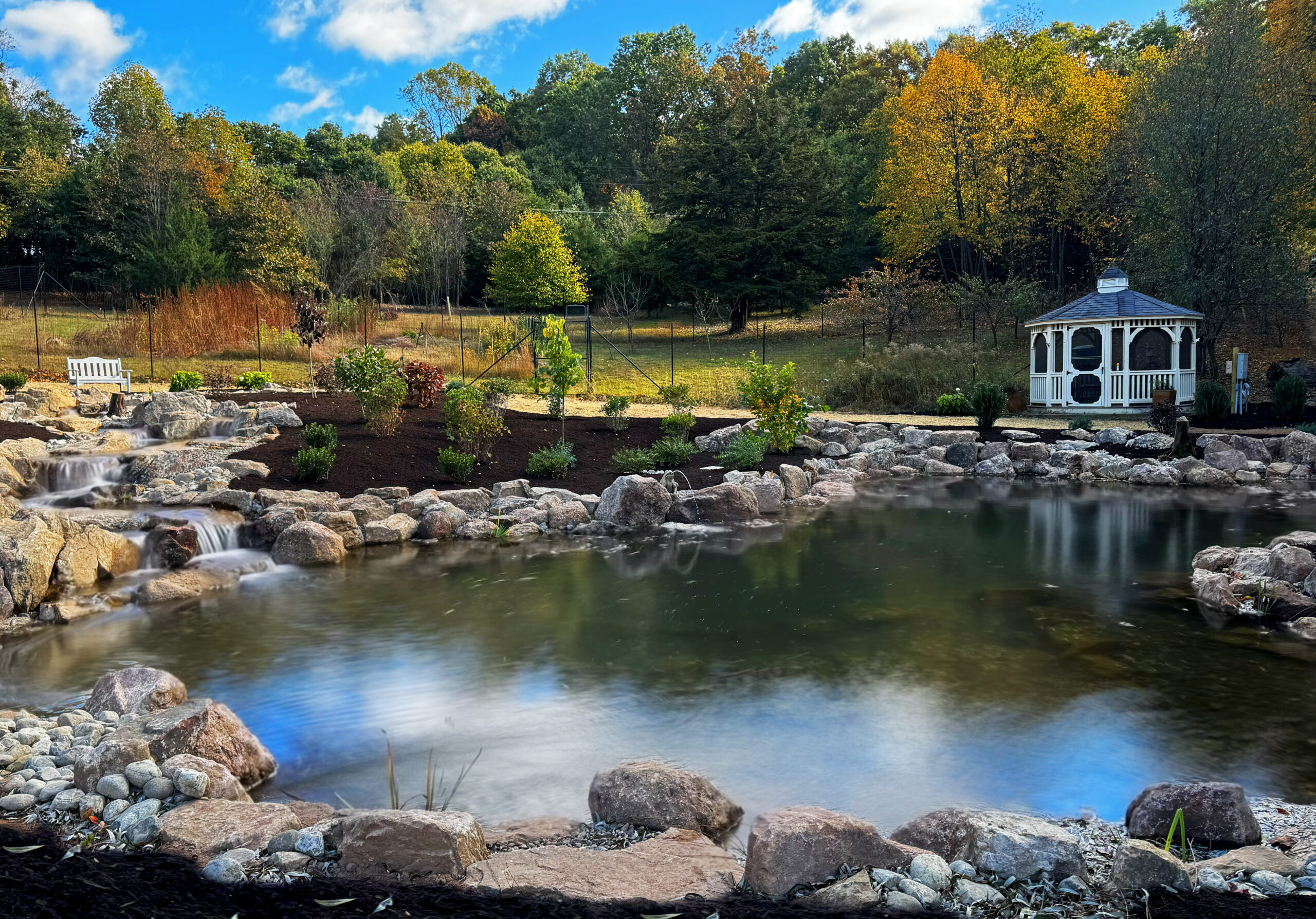 Chemical Free Natural Swimming Pond with Waterfalls